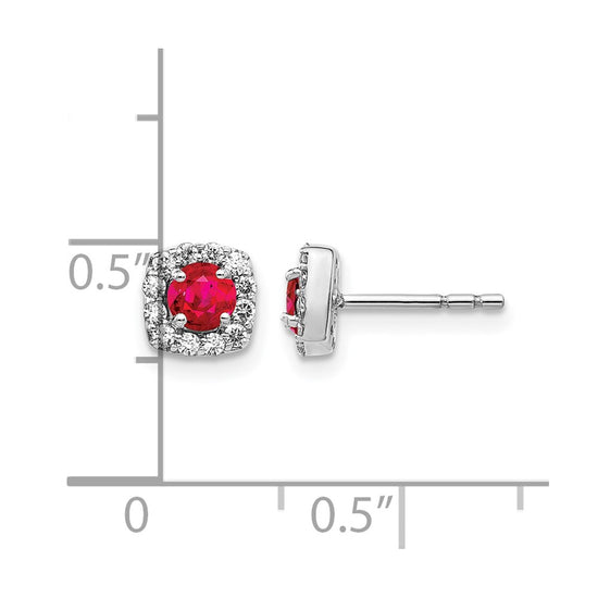 Diamond & Gemstone Square Halo Earrings