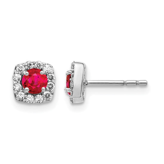 Diamond & Gemstone Square Halo Earrings