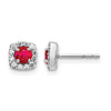 Diamond & Gemstone Square Halo Earrings
