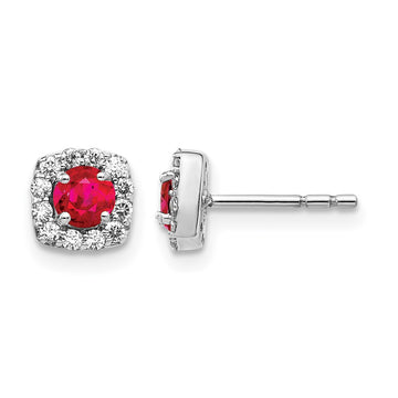 Diamond & Gemstone Square Halo Earrings