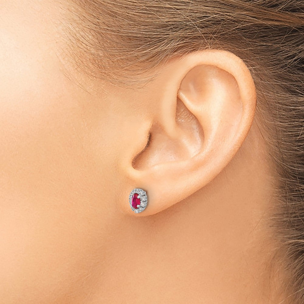 Diamond & Gemstone Oval Halo Earrings