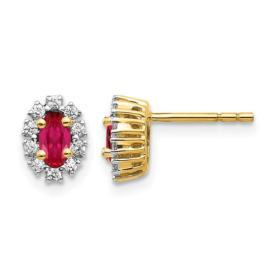 Diamond & Gemstone Oval Halo Earrings