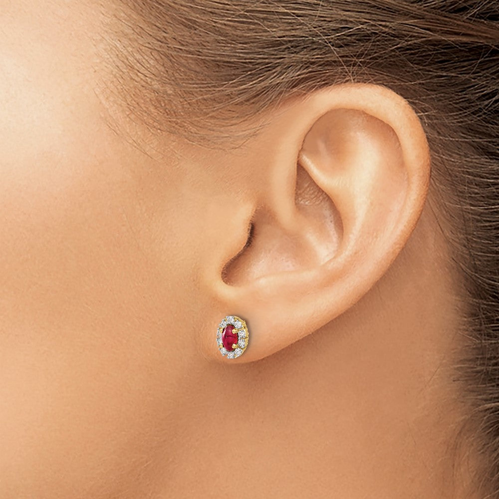 Diamond & Gemstone Oval Halo Earrings