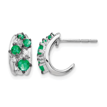 Diamond & Gemstone Polished Post Hoop Earrings