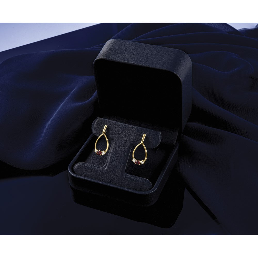 LG Diamond and Created Gemstone Post Dangle Earrings