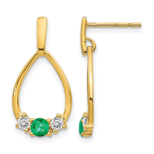 Gemstone & White Sapphire Post Dangle Earrings