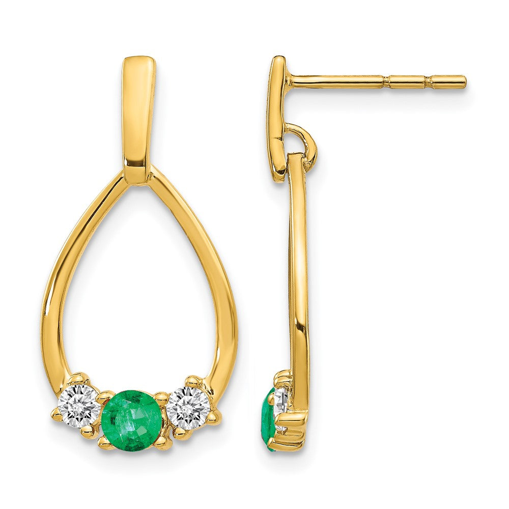Gemstone & White Sapphire Post Dangle Earrings
