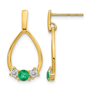 Gemstone & White Sapphire Post Dangle Earrings