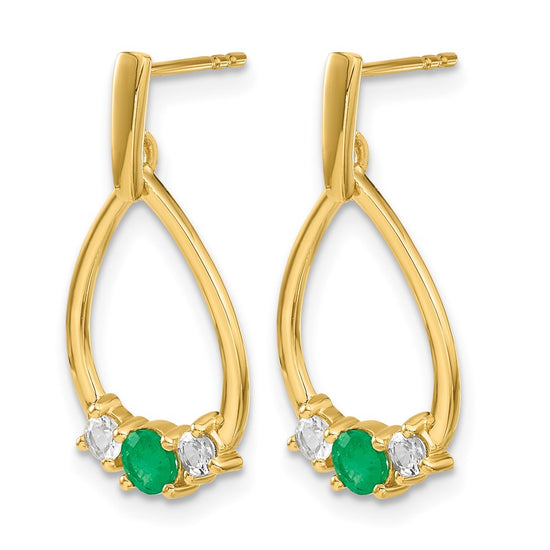 Gemstone & White Sapphire Post Dangle Earrings
