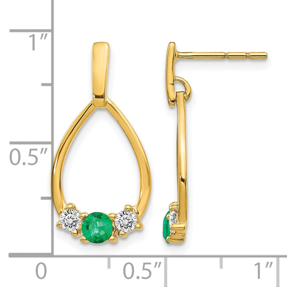 Gemstone & White Sapphire Post Dangle Earrings