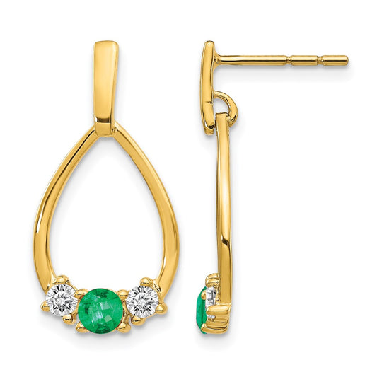 Gemstone & White Sapphire Post Dangle Earrings