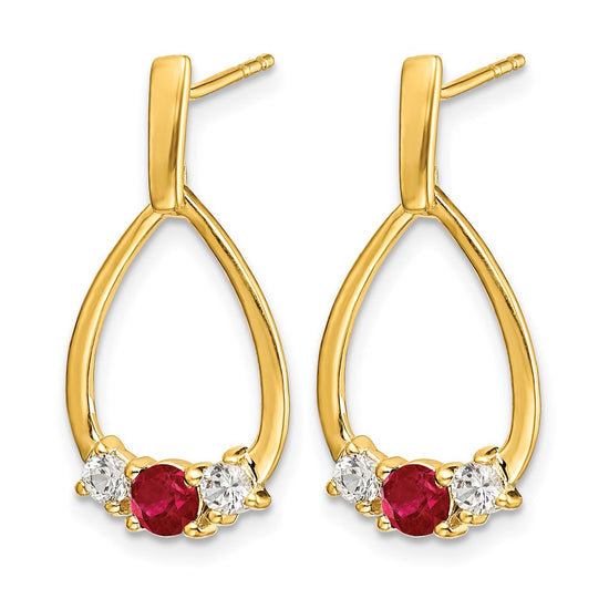 Gemstone & White Sapphire Post Dangle Earrings