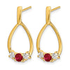 Gemstone & White Sapphire Post Dangle Earrings
