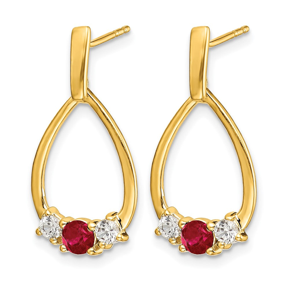 Gemstone & White Sapphire Post Dangle Earrings