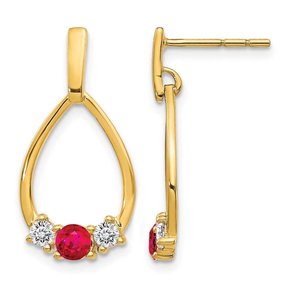 Gemstone & White Sapphire Post Dangle Earrings