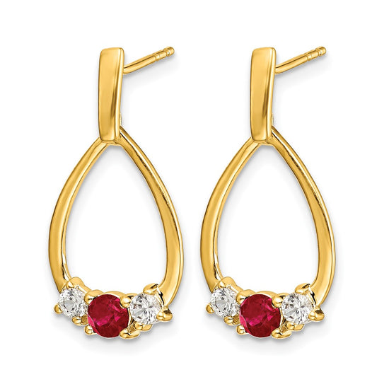 Gemstone & White Sapphire Post Dangle Earrings