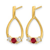 Gemstone & White Sapphire Post Dangle Earrings