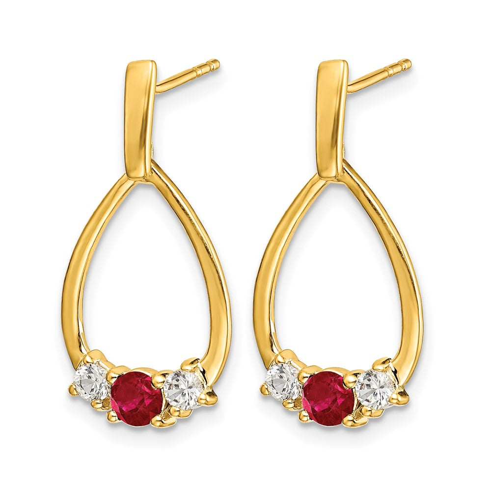 Gemstone & White Sapphire Post Dangle Earrings