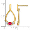 Gemstone & White Sapphire Post Dangle Earrings
