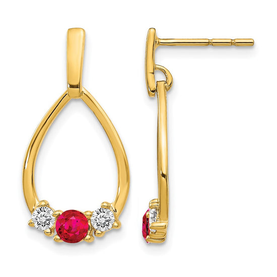 Gemstone & White Sapphire Post Dangle Earrings