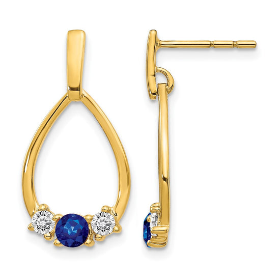 LG Diamond and Created Gemstone Post Dangle Earrings