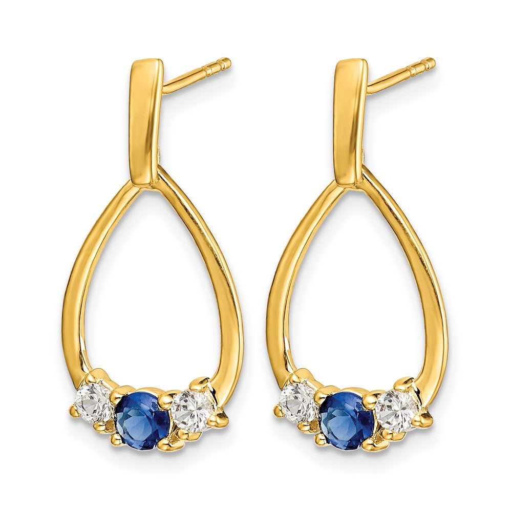 Gemstone & White Sapphire Post Dangle Earrings