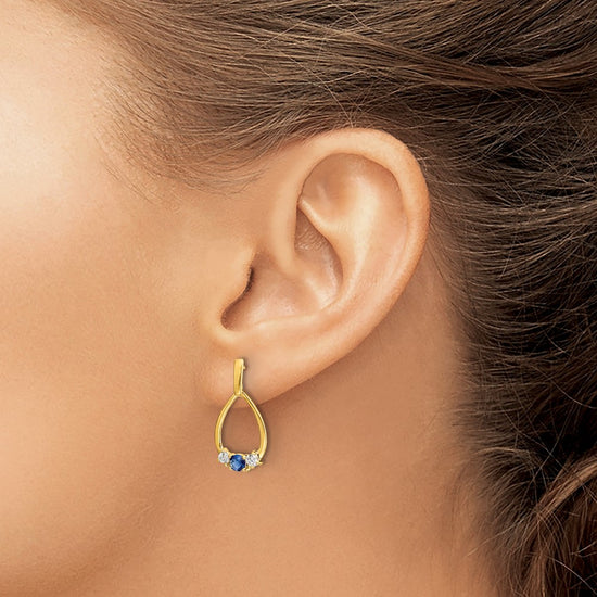 Gemstone & White Sapphire Post Dangle Earrings