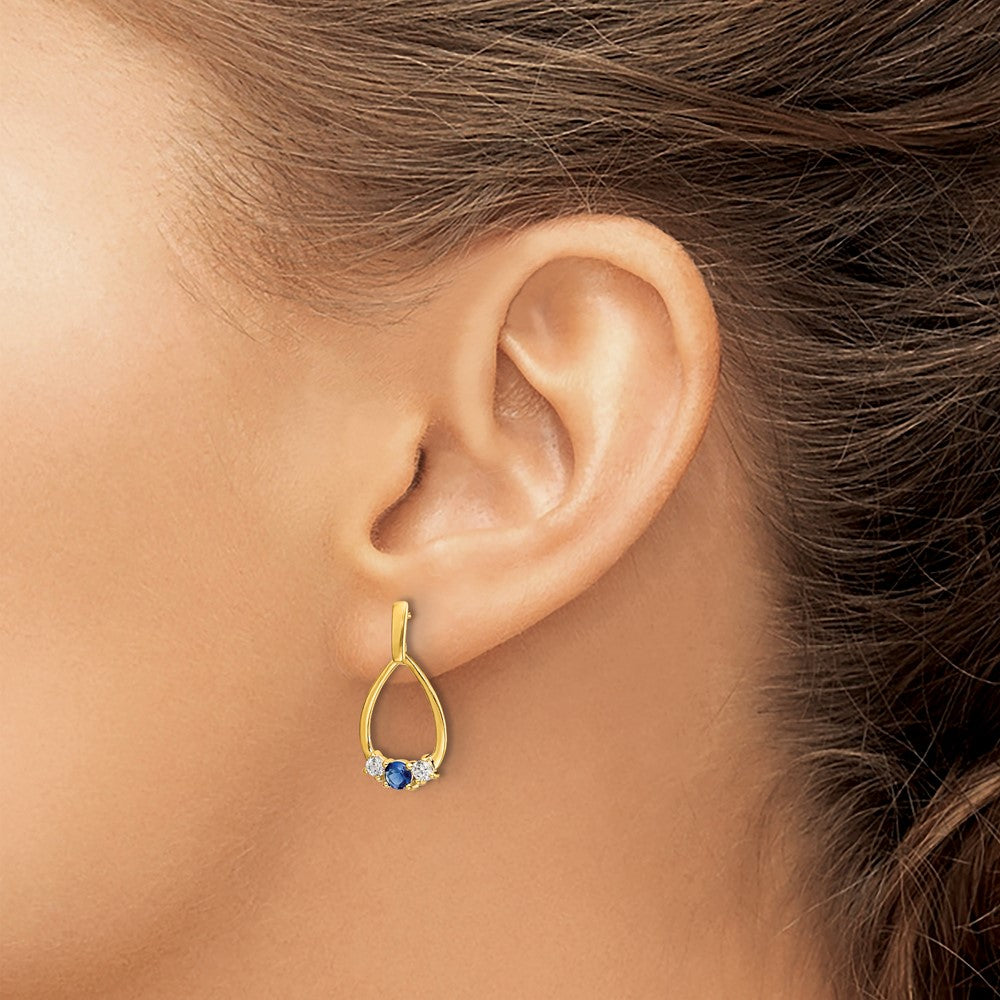 Gemstone & White Sapphire Post Dangle Earrings