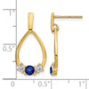 Gemstone & White Sapphire Post Dangle Earrings