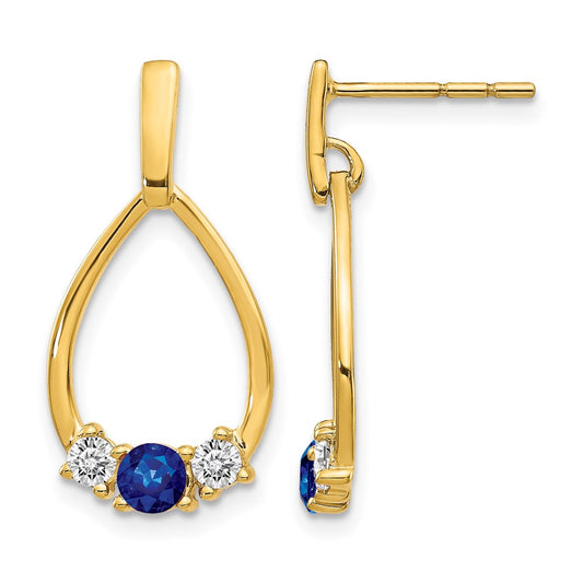 Gemstone & White Sapphire Post Dangle Earrings