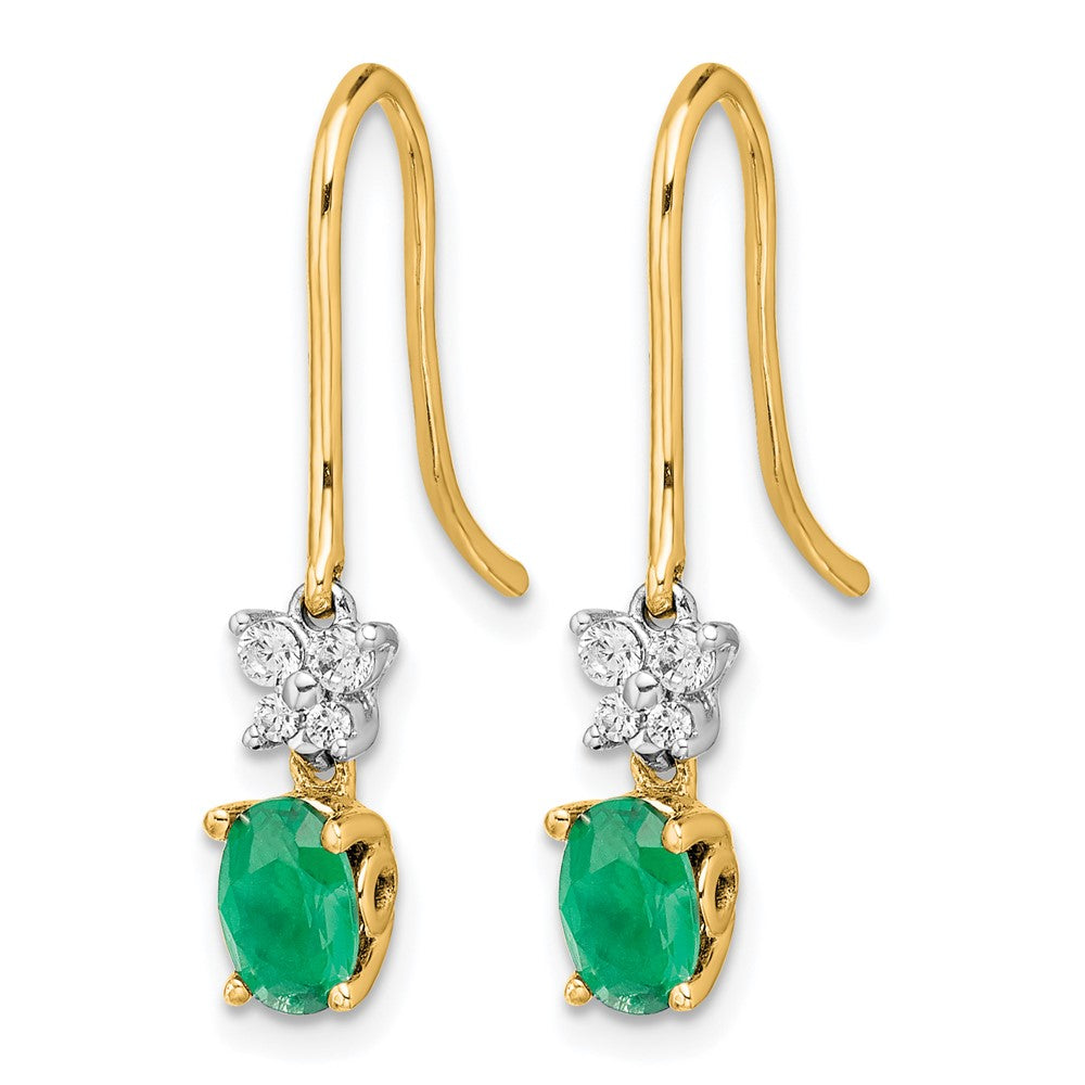 Diamond & Oval Gemstone Shepherd Hook Earrings