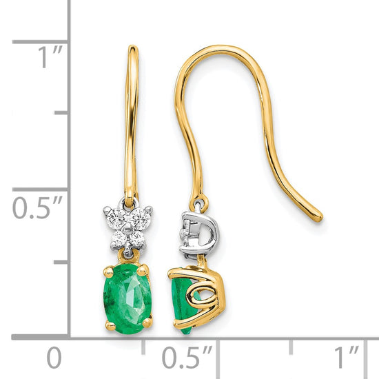 Diamond & Oval Gemstone Shepherd Hook Earrings