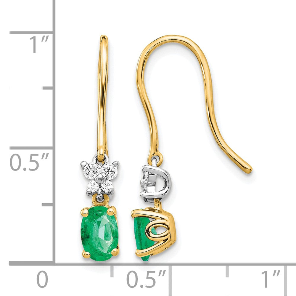 Diamond & Oval Gemstone Shepherd Hook Earrings