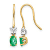 Diamond & Oval Gemstone Shepherd Hook Earrings