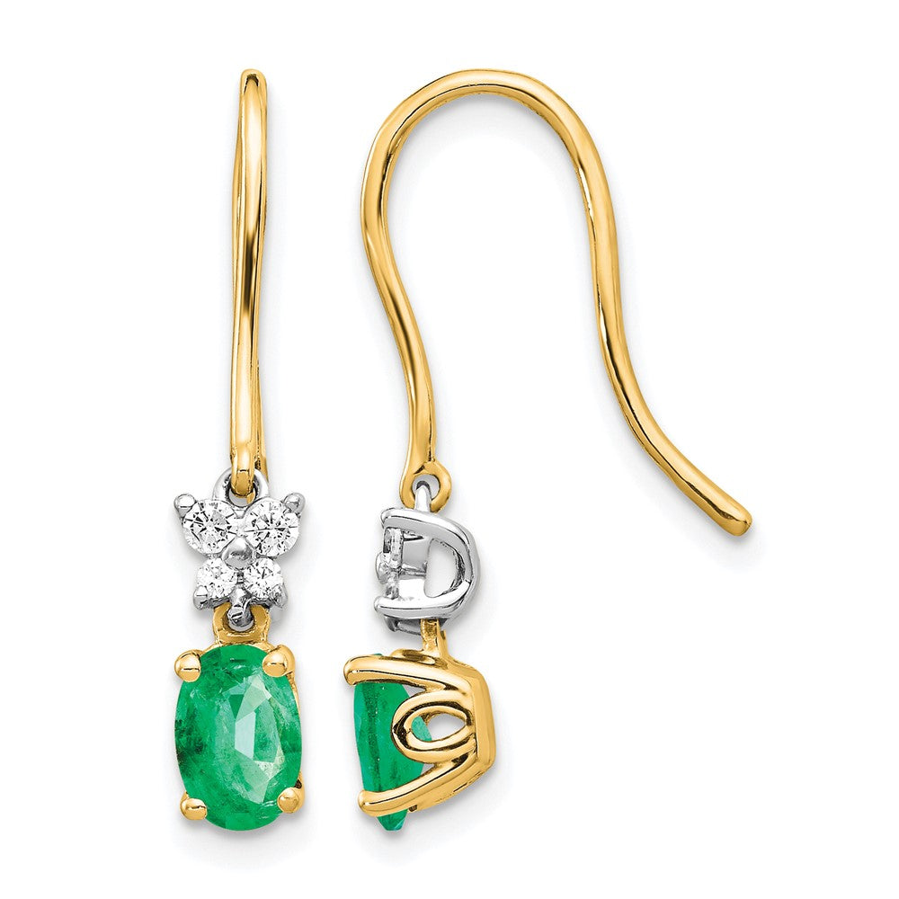 Diamond & Oval Gemstone Shepherd Hook Earrings