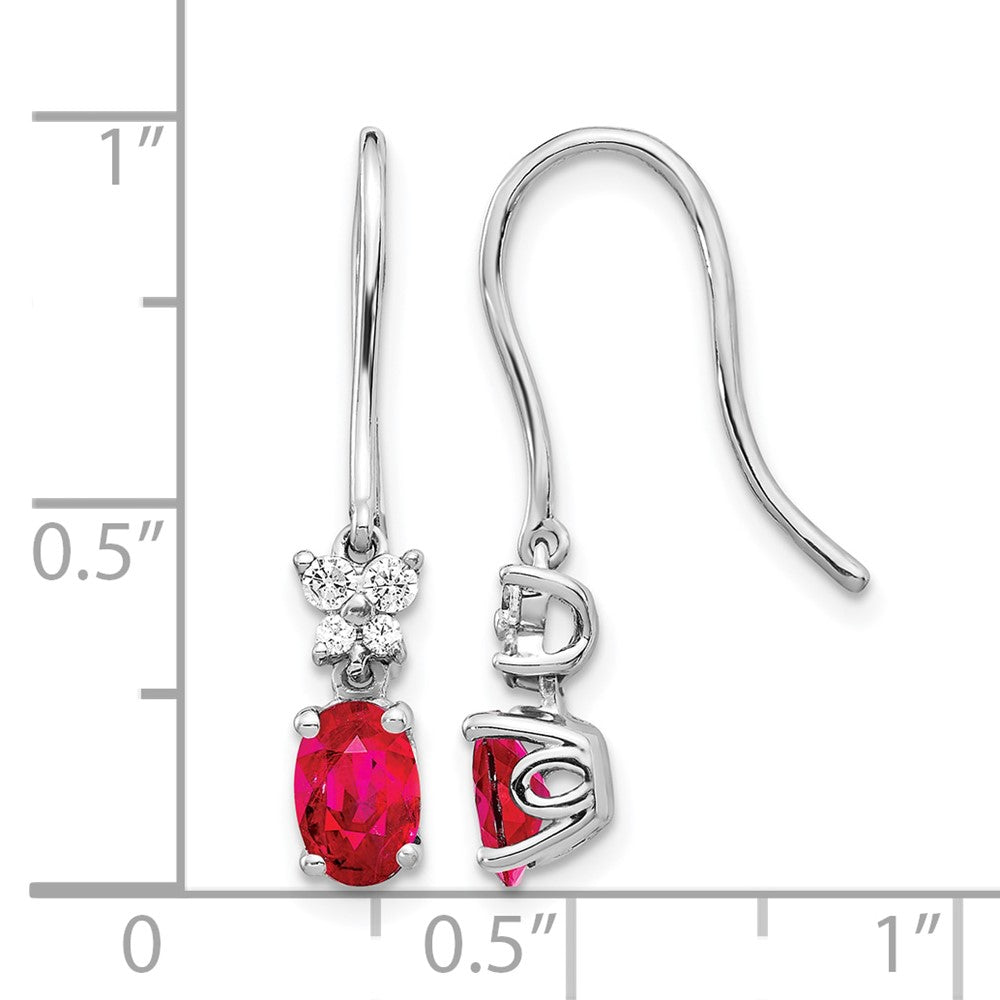 Diamond & Oval Gemstone Shepherd Hook Earrings