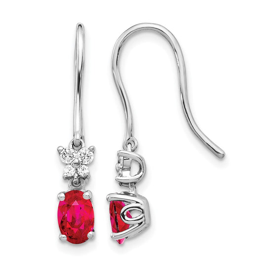 Diamond & Oval Gemstone Shepherd Hook Earrings