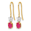 Diamond & Oval Gemstone Shepherd Hook Earrings