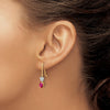 Diamond & Oval Gemstone Shepherd Hook Earrings