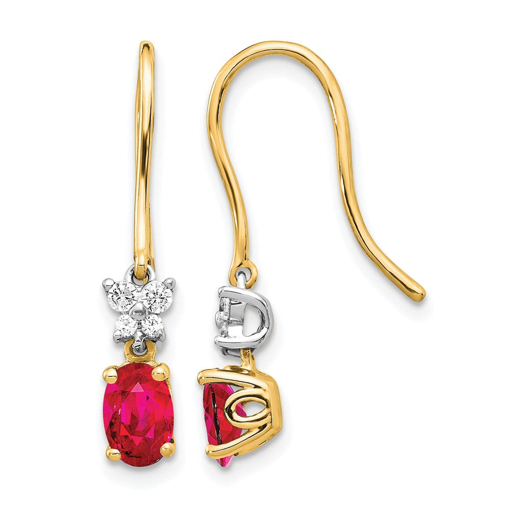 Diamond & Oval Gemstone Shepherd Hook Earrings
