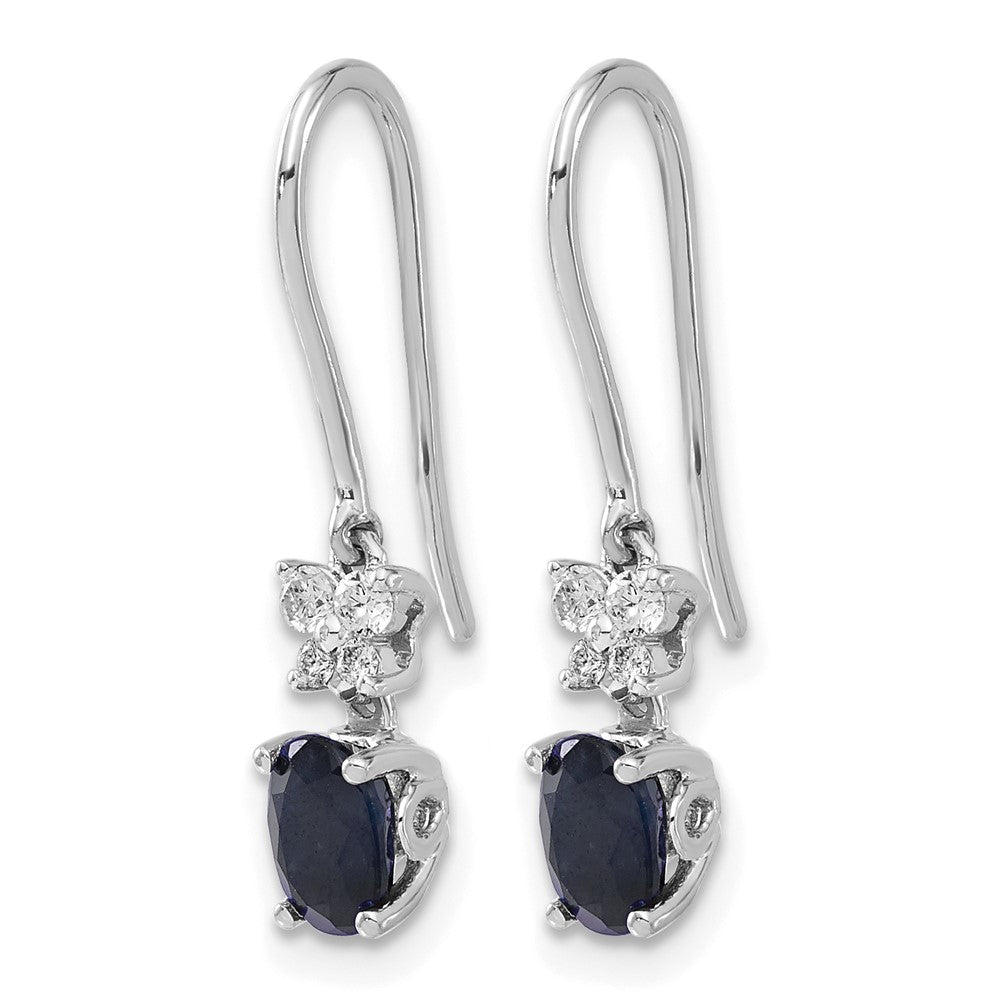 Diamond & Oval Gemstone Shepherd Hook Earrings