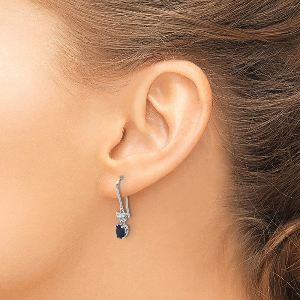 Diamond & Oval Gemstone Shepherd Hook Earrings
