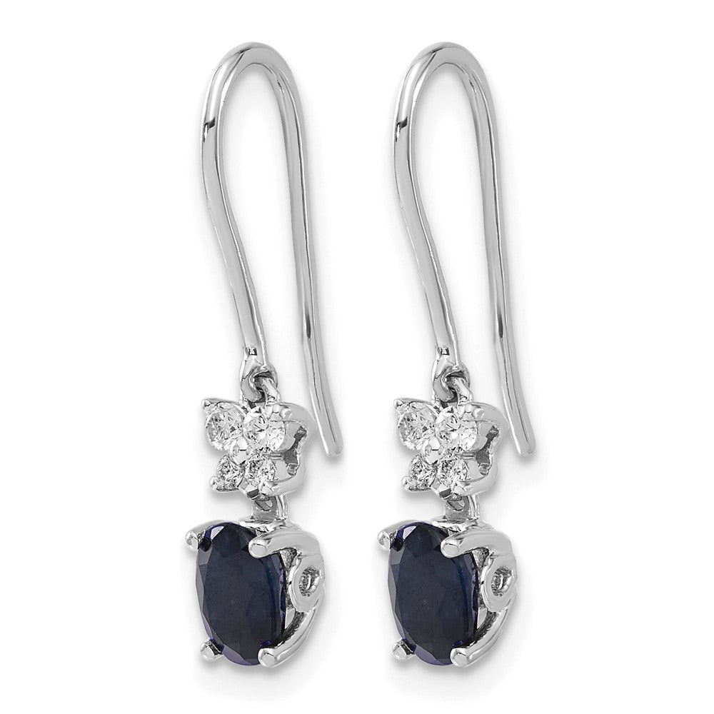 Diamond & Oval Gemstone Shepherd Hook Earrings