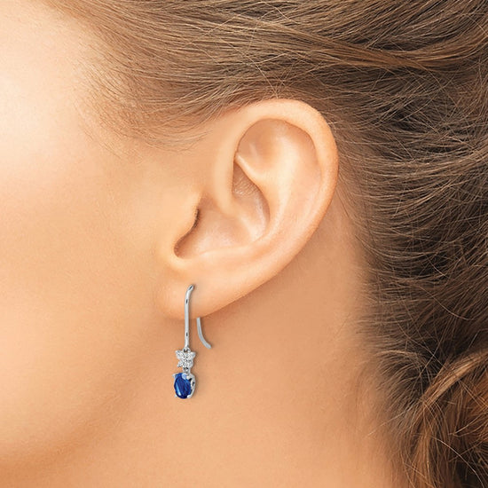 Diamond & Oval Gemstone Shepherd Hook Earrings