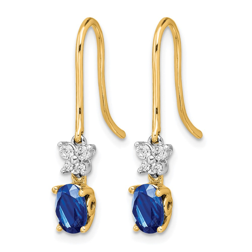 Diamond & Oval Gemstone Shepherd Hook Earrings