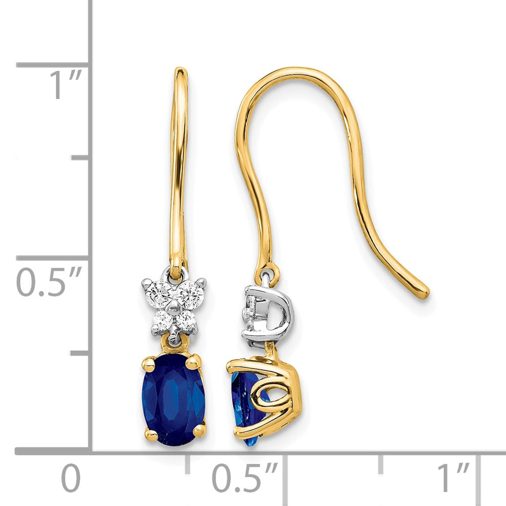 Diamond & Oval Gemstone Shepherd Hook Earrings