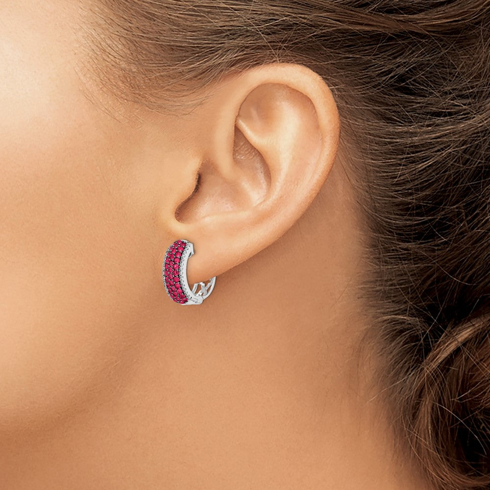 Diamond & Gemstone Hinged Hoop Earrings