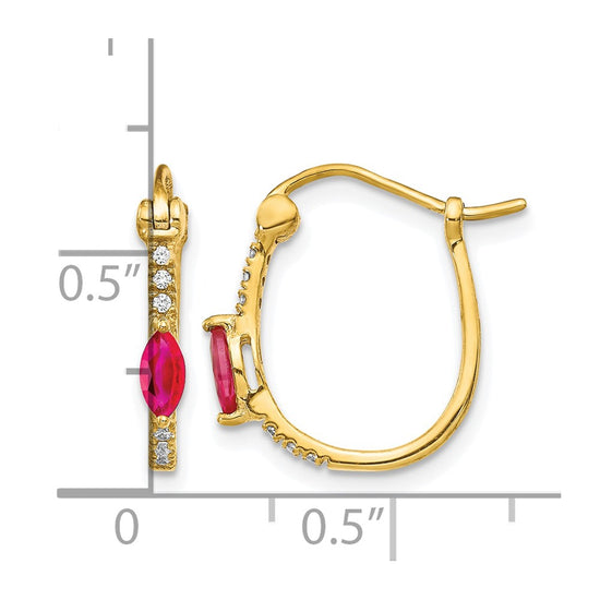 10k 1/20ct Diamond and Ruby Hinged Hoop Earrings