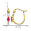 10k 1/20ct Diamond and Ruby Hinged Hoop Earrings