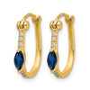14k 1/20 carat Diamond and 5x2.5mm Marquise Sapphire Hinged Hoop Earrings